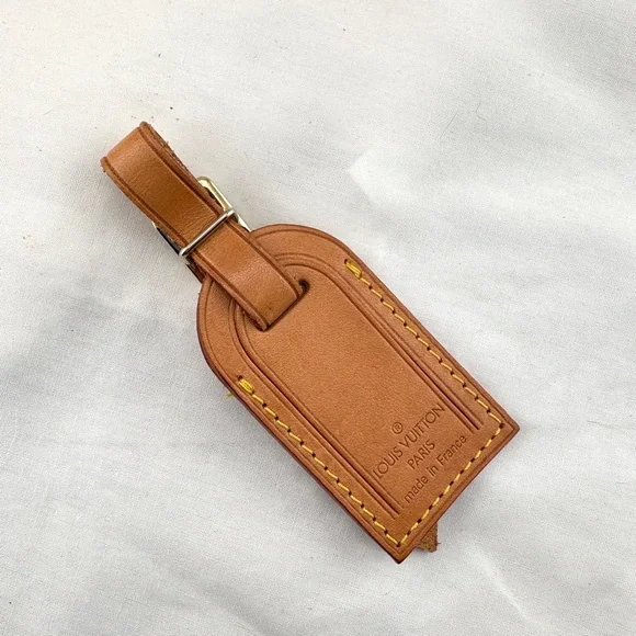 AUTHENTIC Vachetta Leather Luggage tag and loop. - Picture 1 of 5